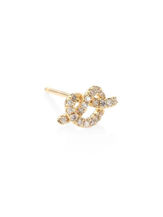 Sydney Evan Love Knot Diamond & 14K Yellow Gold Single Stud Earring 3 Sydney Evan Love Knot Diamond & 14K Yellow Gold Single Stud Earring