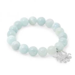 Sydney Evan 14K White Gold, Aquamarine, & Diamond Octopus-Charm Bracelet