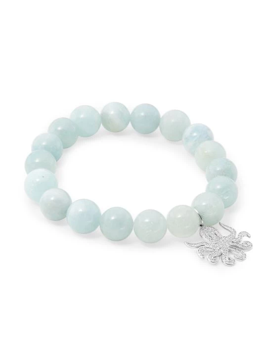 Sydney Evan 14K White Gold, Aquamarine, & Diamond Octopus-Charm Bracelet 3 Sydney Evan 14K White Gold, Aquamarine, & Diamond Octopus-Charm Bracelet