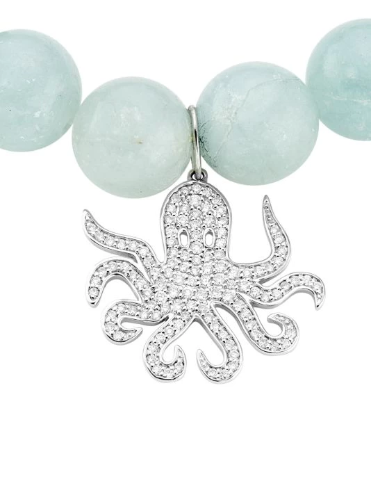 Sydney Evan 14K White Gold, Aquamarine, & Diamond Octopus-Charm Bracelet 6 Sydney Evan 14K White Gold, Aquamarine, & Diamond Octopus-Charm Bracelet - Image 4