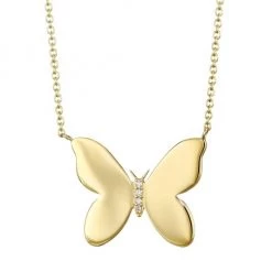 Sydney Evan 14K Yellow Gold & Diamond Butterfly Pendant Necklace