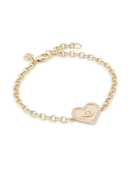 Sydney Evan 14K Yellow Gold & Diamond Medium Evil-Eye Heart Charm Bracelet 3 Sydney Evan 14K Yellow Gold & Diamond Medium Evil-Eye Heart Charm Bracelet