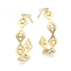 Sydney Evan 14K Yellow Gold Evil Eye Link Medium Hoop Post Earrings