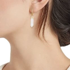 Sydney Evan 14K Yellow Gold, Moonstone & Diamond Marquis Eye Stone Point Charm Single Huggie Hoop Earring -Sydney Evan Online Shop unnamed file 869