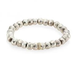 Sydney Evan Silver Pyrite, Diamond & 14K Yellow Gold Rondelle Spacer Bracelet