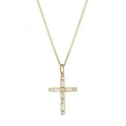 Sydney Evan 14K Yellow Gold & Diamond Cross Pendant Necklace