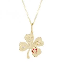 Sydney Evan 14K Yellow Gold, Diamond & Ruby Lucky Clover Charm