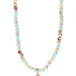 Sydney Evan 24" Enamel Evil Eye Flower On 4Mm Impression Jasper Necklace