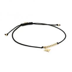 Sydney Evan 14K Yellow Gold & Diamond Star Charm Black Cord Bracelet