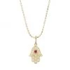 Sydney Evan Diamond, Ruby & 14K Yellow Gold Hamsa Pendant