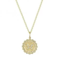 Sydney Evan 14K Yellow Gold & Diamond Daisy-Trimmed Small Bee Coin Pendant Necklace