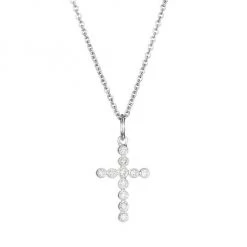 Sydney Evan 14K White Gold & Diamond Bezel Cross Necklace