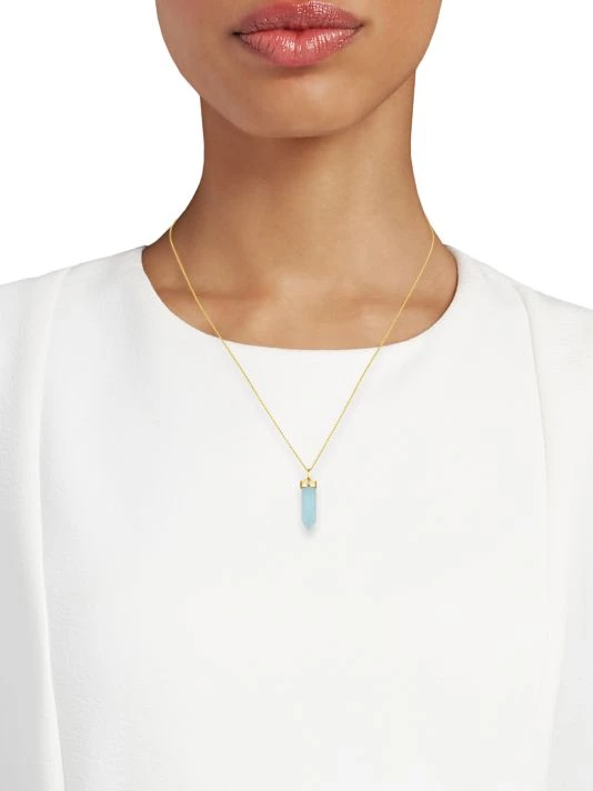Sydney Evan 14K Yellow Gold, Aquamarine & Diamond Marquis Eye Crystal Point Pendant Necklace 4 Sydney Evan 14K Yellow Gold, Aquamarine & Diamond Marquis Eye Crystal Point Pendant Necklace - Image 2