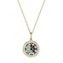 Sydney Evan Small Kaleidoscope Pavé Diamond, Sapphire & 14K Yellow Gold Charm