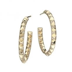 Sydney Evan 14K Yellow Gold & Diamond Medium Pyramid Hoop Earrings