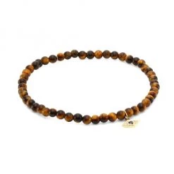 Sydney Evan Love 18 14K Yellow Gold, Sapphire, Diamond & Tiger Eye Bead Bracelet For Men