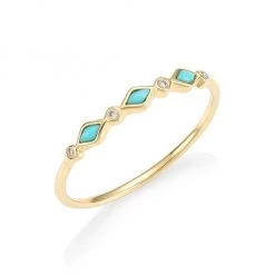 Sydney Evan 14K Gold, Turquoise & Diamond Ring