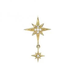 Sydney Evan 14K Yellow Gold & Diamond Double Starburst Drop Single Stud Earring