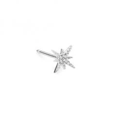 Sydney Evan 14K White Gold & Diamond Pavé Starburst Single Stud Earring