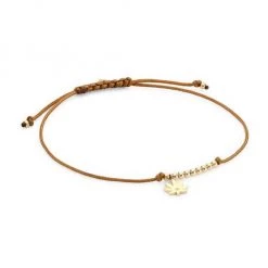Sydney Evan 14K Yellow Gold & Diamond Mary Jane Charm Tan Cord Bracelet
