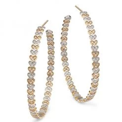 Sydney Evan 14K Yellow Gold, White Gold & Diamond Large Tiny Eternity Heart Hoop Earrings