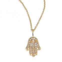Sydney Evan Mini Hamsa Pavé Diamond & 14K Yellow Gold Pendant Necklace