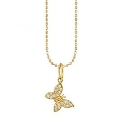 Sydney Evan 14K Yellow Gold & Diamond Pavé Butterfly Charm Necklace