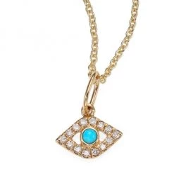 Sydney Evan 14K Yellow Gold, Diamond & Turquoise Evil Eye Necklace