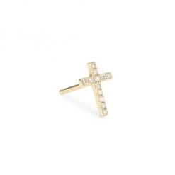 Sydney Evan Diamond & 14K Yellow Gold Cross Single Stud Earring