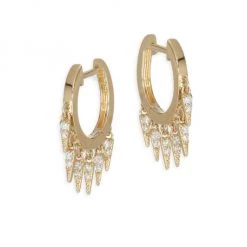 Sydney Evan 14K Yellow Gold & Diamond Small Fringe Hoop Earrings