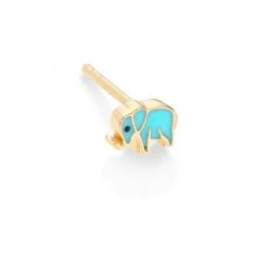 Sydney Evan Mini Enamel & 14K Yellow Gold Elephant Single Stud Earring
