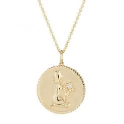 Sydney Evan 14K Yellow Gold & Diamond Large Virgo Medallion Pendant Necklace