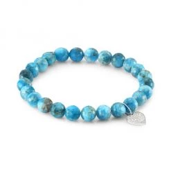 Sydney Evan Apatite, 14K White Gold & Diamond Heart Beaded Bracelet